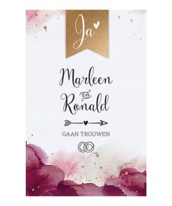 Huwelijkskaart - Bordeaux rode uitnodigingskaart