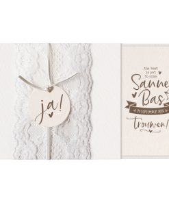 Huwelijkskaart - Chique kaart met kant