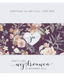 Huwelijkskaart - Klassieke bloemenkaart