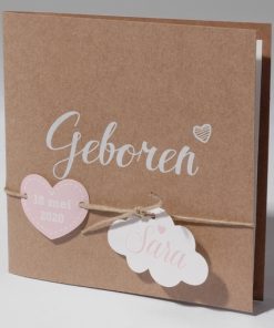 Geboortekaartje hart en wolkje