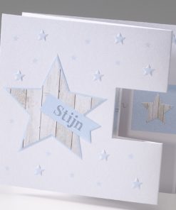 Geboortekaartje - Sterren met hout