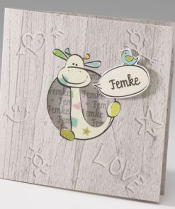 Geboortekaartje - Girafje met vogeltje