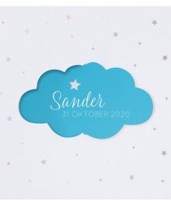 Schattig geboortekaartje met draaiwolkje