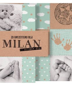 Romantische uitvouwkaart in mint met kraftlook