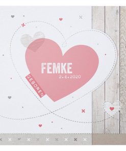 Stoere uittrekkaart met steigerhout en hartjes