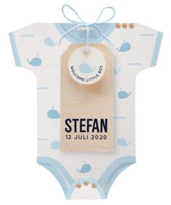 Originele romperkaart met stoer label en gekleurd touwtje