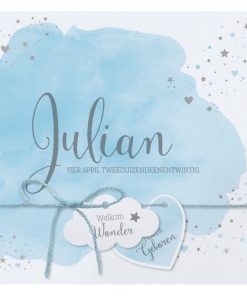 Geboortekaartje - Blauw waterverf wolkje