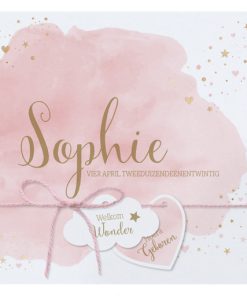 Geboortekaartje - Roze waterverf wolkje