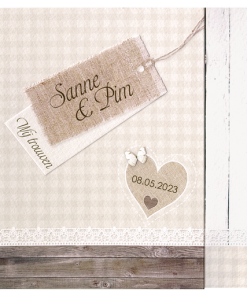 Huwelijkskaart - Steigerhout en jute