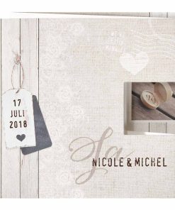 Moderne trouwkaart op structuurpapier met bijzonder pop-up effect