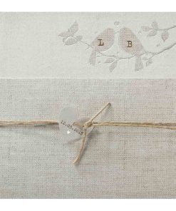 Naturel trouwkaart op structuurpapier met vogels, incl. touwtje en hart