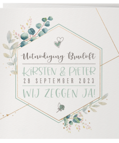 Huwelijkskaart - Aquarel met goud