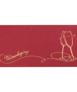 Uitnodiging cheers gouden champagneglazen op bordeaux