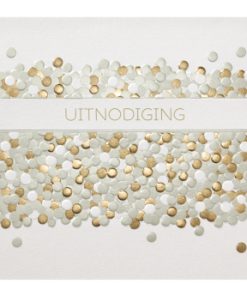 Uitnodiging chic met confetti effect en verwisselbaar bandje
